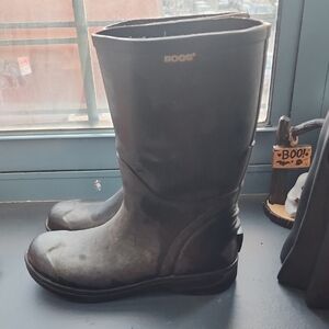 Waterproof Boot BOGS Men's Hatchery Mid Black Rubber Rain Work Boots 6 Small